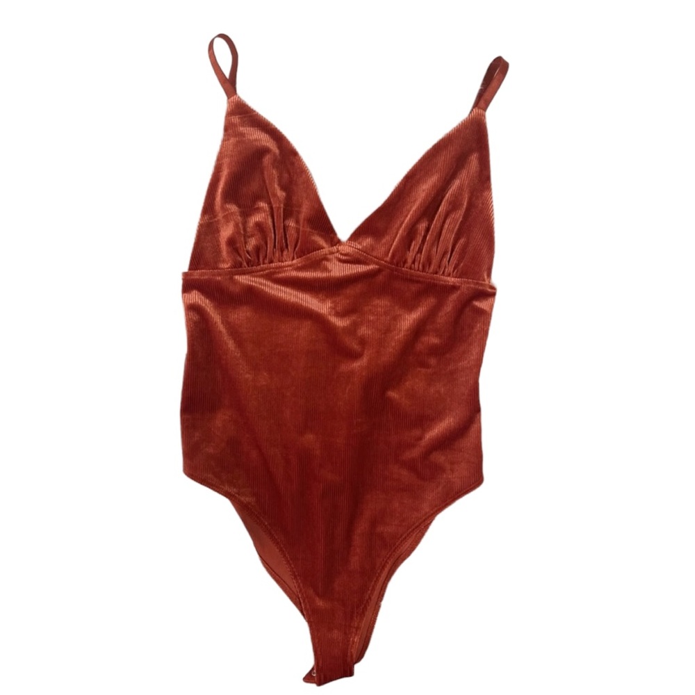 Orange Velvet Bodysuit